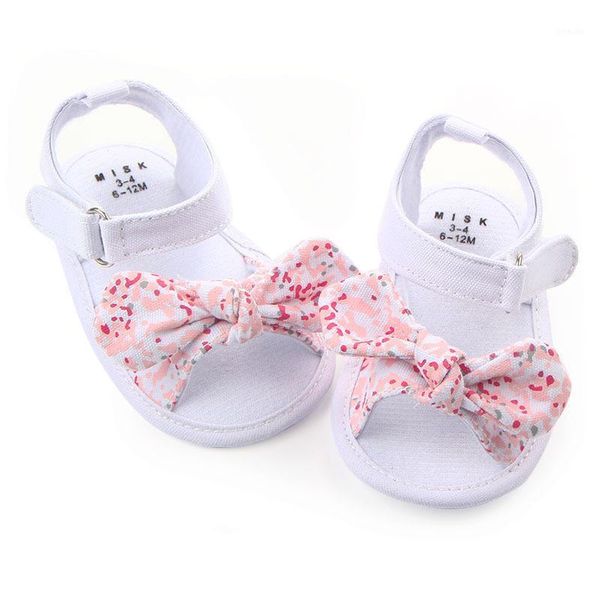 Sandalet 2022 Bebek Kız Tuval Çocuk Yay Düğüm Sevimli Yaz Yumuşak Sole Düz Prenses Ayakkabı Bebek Kaymaz İlk Yürüyüş Kurucular