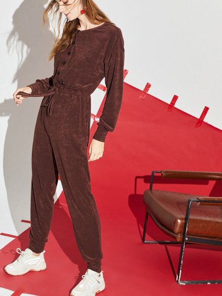 

drop shoulder knot front jumpsuit m0w3#, White