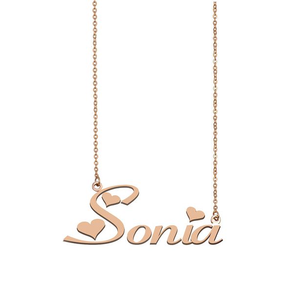 

sonia name necklace custom nameplate pendant for women girls birthday gift kids friends jewelry 18k gold plated stainless steel, Silver