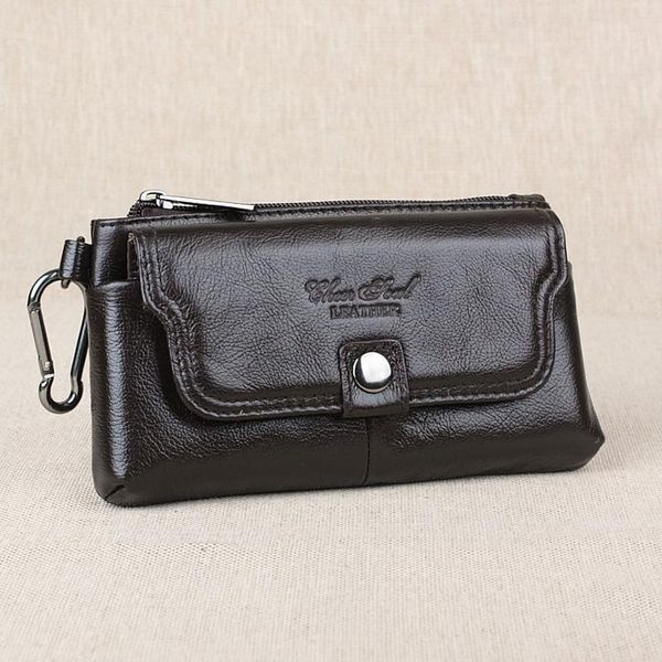 

waist bags fashion genuine leather men packs with head layer of cowhide mobile phone for bags1