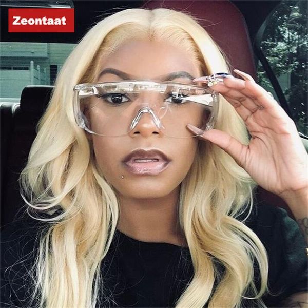 

fashion oversized clear lens sunglasses women men goggles plastic windproof glasses outdoor work eyewear uv400, White;black