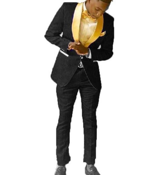

men's suits & blazers 2021 fashion custom made black paisley groom tuxedos gold shawl lapel men for wedding man party ( jacket+pants), White;black