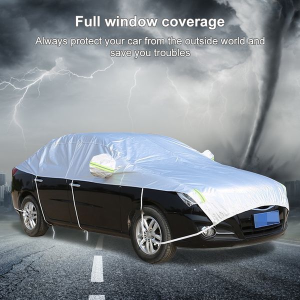 

car half covers winter snow waterproof uv dust resistant sunshade dust rain protection universal cover for sedans suv hatchback