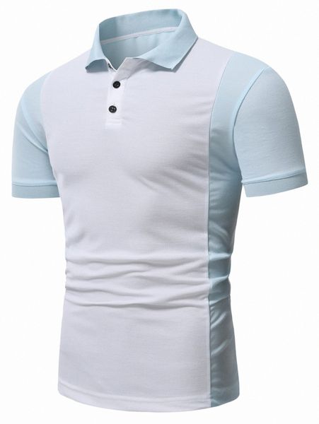 

men color block polo shirt i589#, White;black