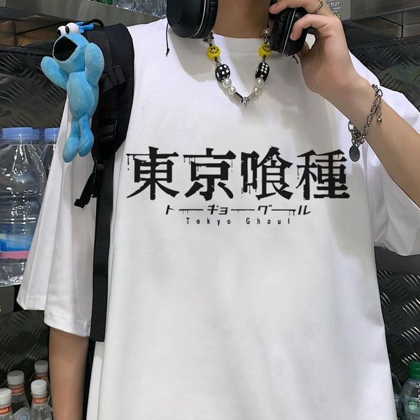 

tokyo ghoul t-shirt streetwear harajuku japanese anime punk women's dark cartoon kaneki ken eye printed loose t-shirt, White