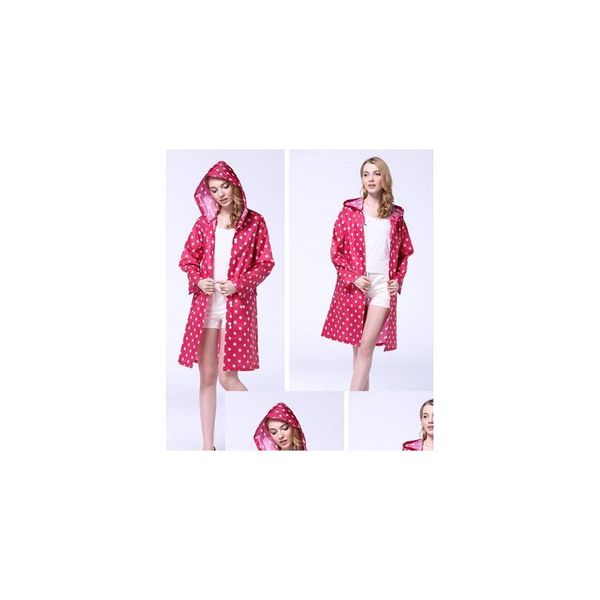 

new dot outdoor travel women ladies girl waterproof riding clothes raincoat poncho pocket hooded knee long rainwear nylon ty1110 6otah