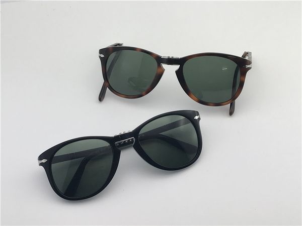 

fashion design sunglasses 714 classic retro pilot folding frame glass lens uv400 protection eyewear with leather case, White;black