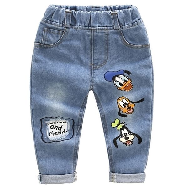 

brand kids cartoon trousers pant fashion girls jeans children boys hole jeans kids fashion denim pants baby jean infant clothing y200409, Blue