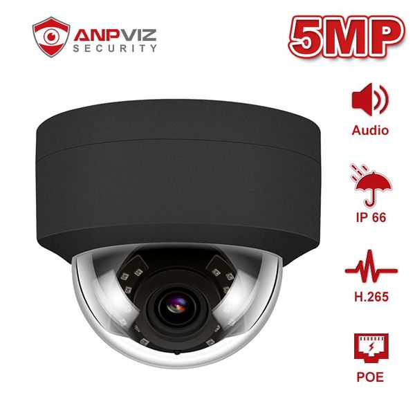 

anpviz (hikvision compatible) ipc-d250b 5mp dome poe ip camera with audio home/outdoor security ir 30m network cam onvif h.265
