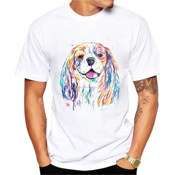 

fashion men cavalier king charles spaniel colorful watercolor print funny hip hop boy man casual tees hoodie designers t shirts sweatshirt