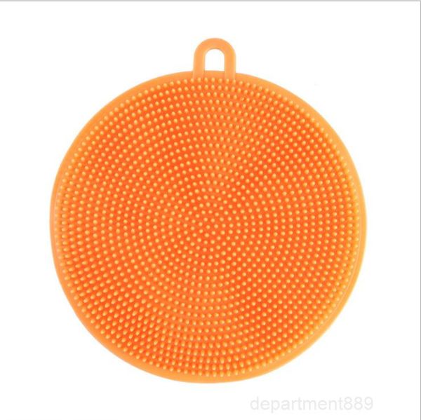 

a-silicone dishwashing round scrubber dish washing multi-function fruit vegetable scouring pads kitchen cleaning brush owa348