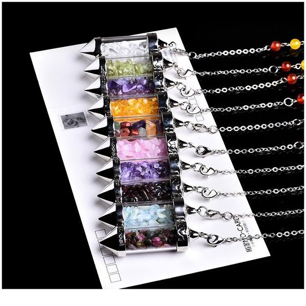 

1pc natural crystal mineral, crushed stone wishing bottle spiritual yoga divination amulet energy pendant couple jllnhx, Black