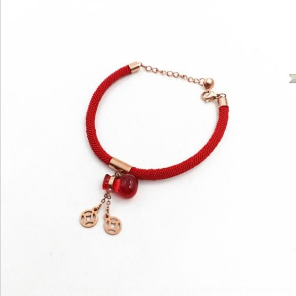 

e2qxq thailand and gourd gold red rope bracelet in the bracelet gold benming copper coin titanium steel transport rose of year rndkh, Golden;silver
