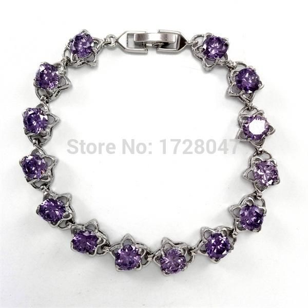 

2014 arrival luxury wedding party jewelry white plated purple zircon bracelets for women, Black