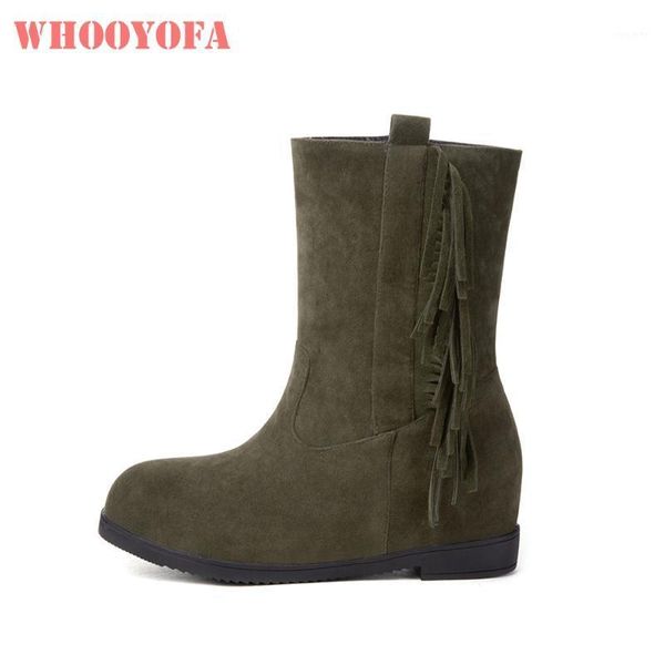

brand new warm amy green tan women mid calf riding boots comfortable increased school lady shoes wh359 plus big size 10 431, Black