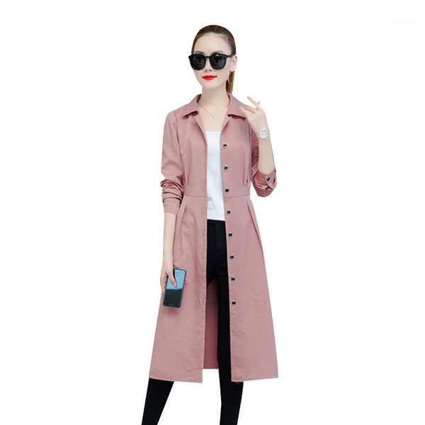 

2020 spring new windbreaker women korean plus size temperament slim long trench coat for women fashion ladies clothes 4xl d35861, Black