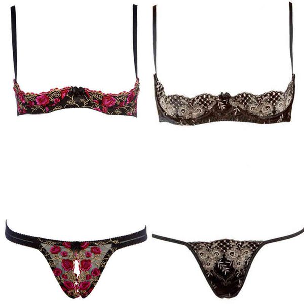 

nxy set seduction lingerie open breasts small push up bra crotch panty underwear women 1222, Red;black
