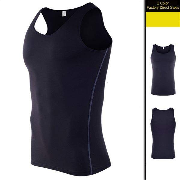 

the new cross-border quick-drying vest men tight elastic pro clothing gym running priming sports vest slim sleeveless, Black;blue