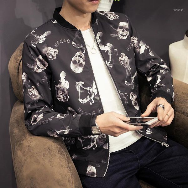 

men's jackets wholesale- 2021 slim fit fashion printing skull mens and coats casaco masculino veste homme spring autumn jacket men jaqu, Black;brown