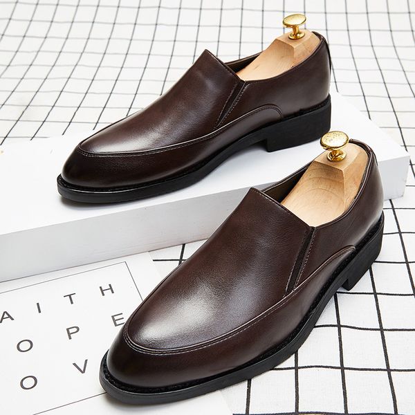 

dress shoes cimim brand men business casual leather italy party wedding comfortable formal luxury office loafers, Black