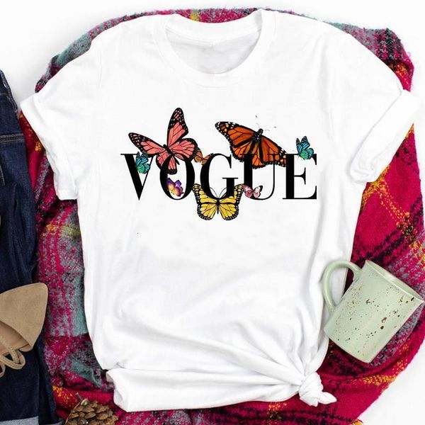 

ladies letter harajuku 90s fashion trend butterfly 90s tees for women lady print tshirt clothes graphic female t t-shirt, White