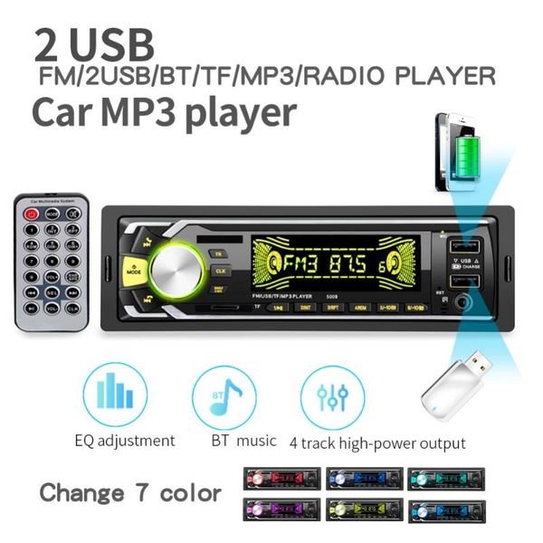 

car audio 20pcs/lot radio autoradio 1 din bluetooth sd mp3 player coche radios estereo poste para auto stereo carro 2 usb 5009