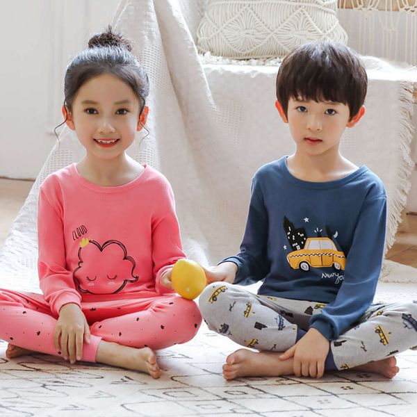 

autumn cotton winter cartoon and pajamas children's in thermal underwear set, Blue;red