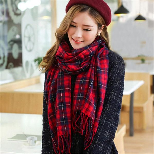 

fashion warm plaid cashmere scarves for women winter scarf shawl lady elegant foulard femme bufanda mujer, Blue;gray