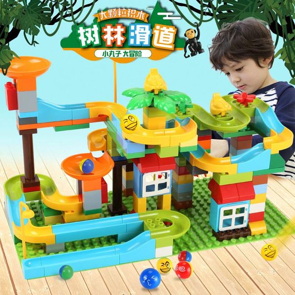 

153pcs marble race run maze balls duplo building blocks sets friends track forest slipway diy bricks educational kids toys yxluhv ly_bags
