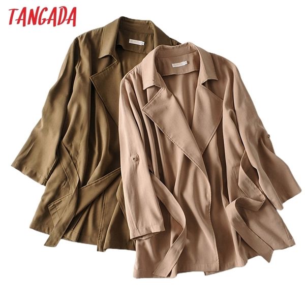 

tangada women oversized khaki trench coat autumn fashion elegant ladies high street loose outwear ai13 201031, Tan;black