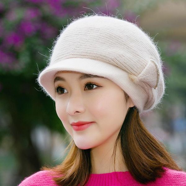 

berets h7767 women beret hat lady thickened autumn winter hair knitted cap middle age mother outdoor casual fashion warm hats, Blue;gray