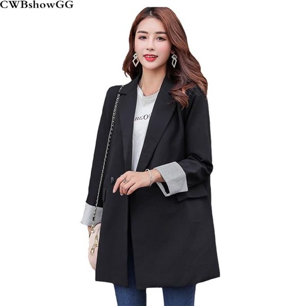 

casual loose thin women's suit jacket coats 2020 new spring and autumn korean long sleeve notched collar wild coat outerwear, Black;brown