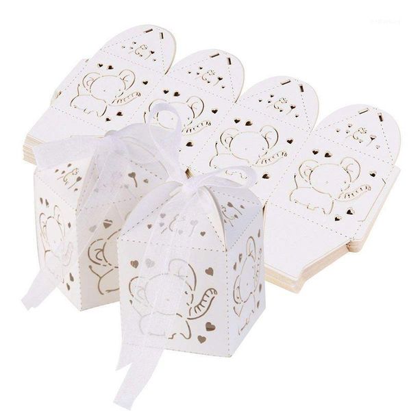 

gift wrap 50pcs elephant project wedding baptism boxes dragees table box decoration candy (white)1