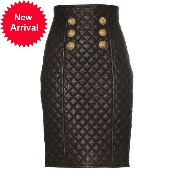 

new high 2021 quality female tide classic lion buckle seam chess leather waist mini winter black skirt gkre