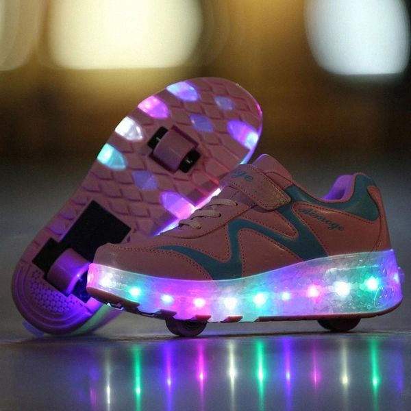 

new children roller skate shoes boys girls automatic jazzy led lighted flashing roller skates kids sneakers with one/two wheels #ff1j