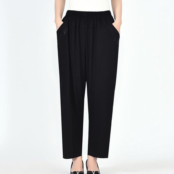 

extra large size women pants loose high elastic elastic pants middle-aged clothing 6xl 7xl 8xl autumn female da3491, Black;white