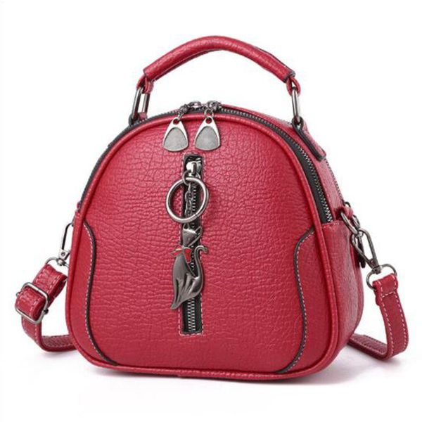 

solid pu leather women bag ladies crossbody messenger shoulder bags vintage handbags kitten ornaments fc-98