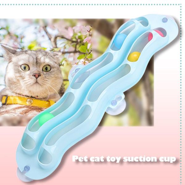 

cat toys portable interactive track bell ball window suction cup glass plastic sucker toy household supplies