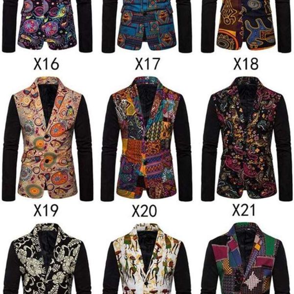 

casual youth selling men's suits ethnic printed large blazer, White;black