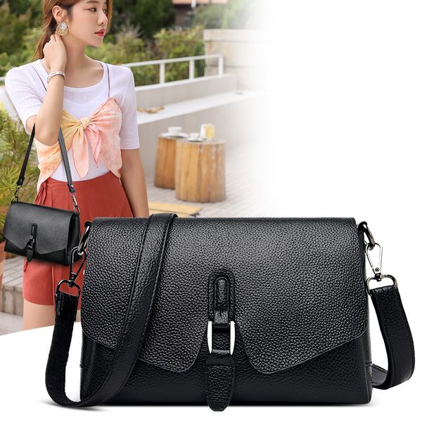 

100% genuine leather cowhide multilayer women messenger bags soft women crossbody bag designer women shoulder quality female bag