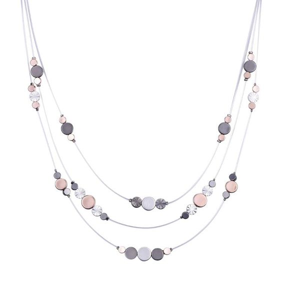 

fishing line colorful beads strand chain necklace women geometric multi layer choker necklace fashion jewelry 2020 wholesale, Silver