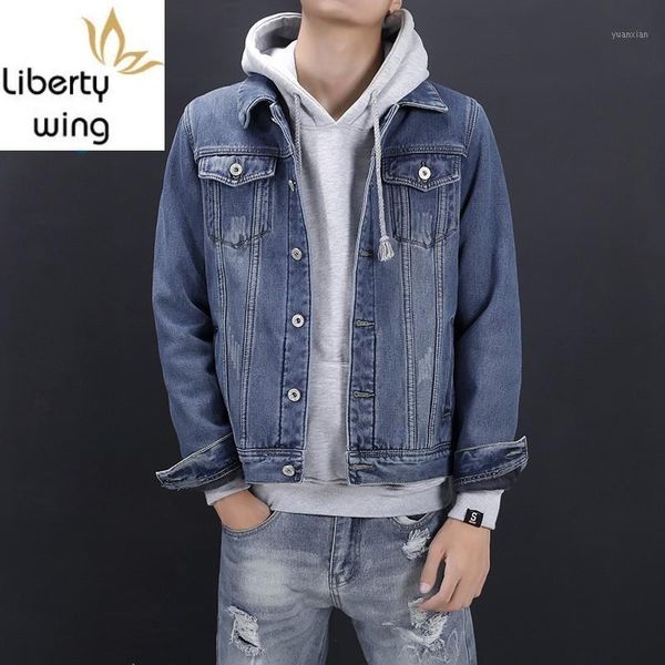 

winter long sleeve single breasted fur collar mens denim jackets thick warm soft wool liner casual male slim coats plus size1, Black;brown