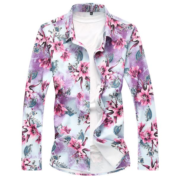 

2021 men's shirt, long sleeve, , new floral fashion, spring fall, clothes. tvmn, White;black