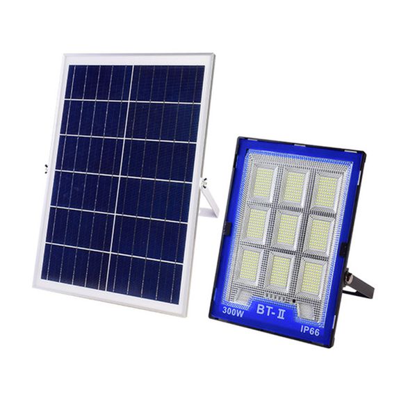 Solarleuchten, LED-Außenleuchte mit Warnlicht, wasserdicht, solarbetrieben, Flutlicht, 100 W, 200 W, 300 W, 400 W, rot-blauer Blitz, für Gartenpark