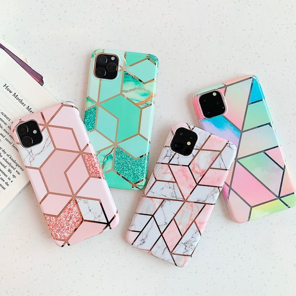 

покрытие линии геометрическая телефон случае для iphone 11 pro max xr xs max 6 6s 7 8 plus x soft imd marble телефон задняя крышка случаи