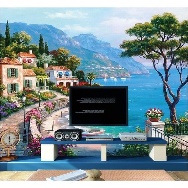 

custom 3d mural wallpaper mediterranean oil painting landscape wall papers home decor living room sofa tv bac jlluwd fight2010