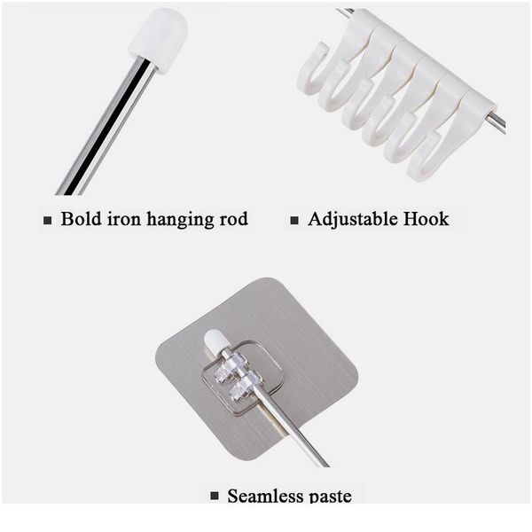 

6 hook suction cup shelf hooks kitchen gabgets cupboard home organizer storage rack pantry chest tools towels hanger jllrwk