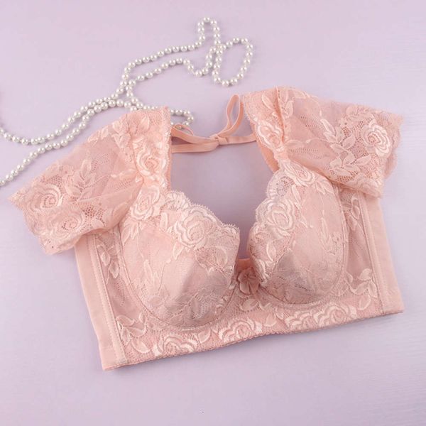 

brassiere with sleeve side breast gathered and adjusted thin wide edge body beauty back underwear women lace bra 85c, Black;white