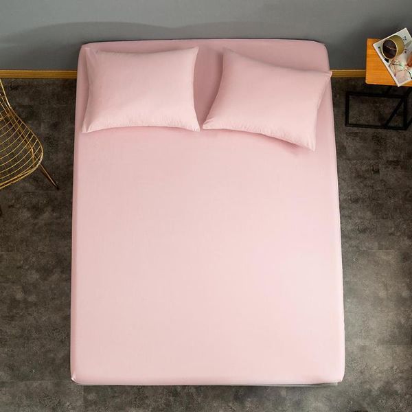 

sheets & sets 1 pc fitted bed sheet pink color single for children solid cover drap housse elastic bands