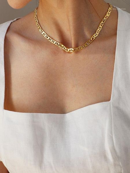 

timeless wonder brass curved chain pave choker necklace women jewelry gothic boho designer punk trendy hip hop ins rare 81111, Golden;silver